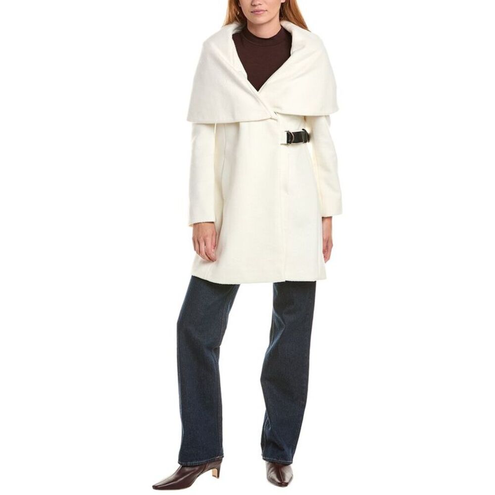 Via Spiga Womens Hooded Wool-Blend Coat, White